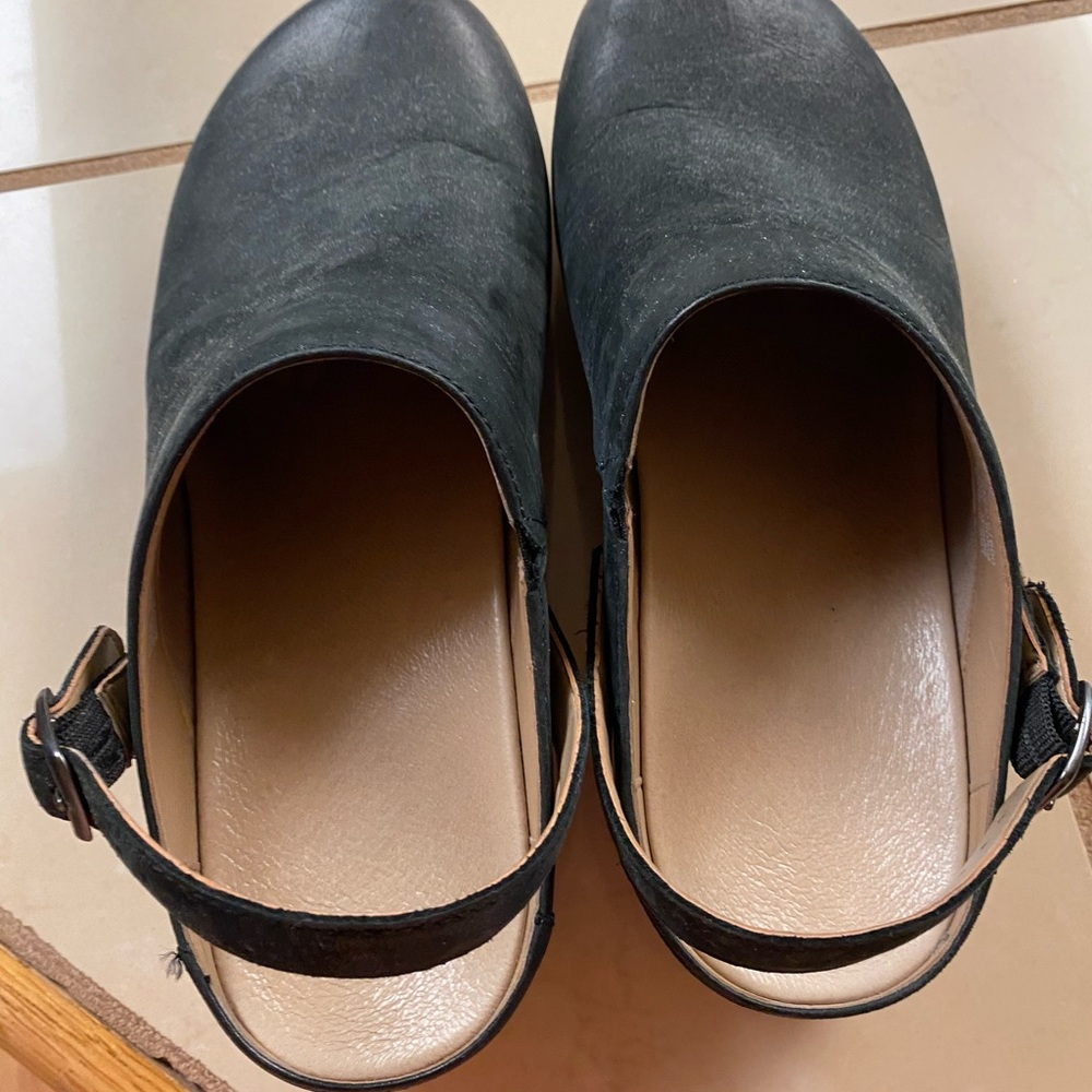 Dansko Black Mules with Closed Toe and Adjustable Strap